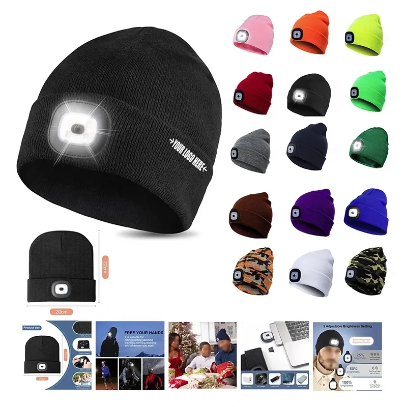 Unisex USB Charging Beanie Hat Cap with LED Light 1