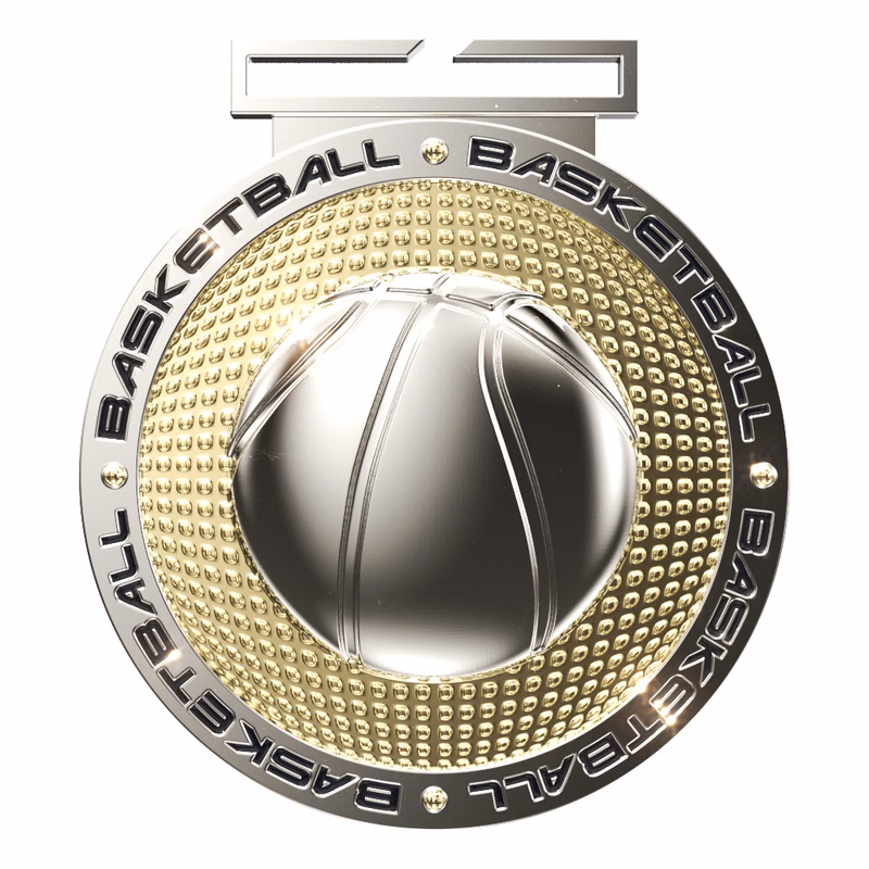 Basketball Dual Plated Medallion (3")