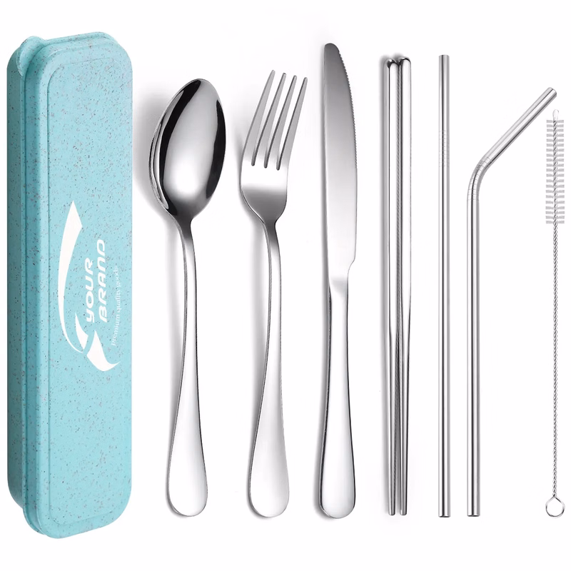 Portable Utensils Set with Case Stainless Steel Reusable
