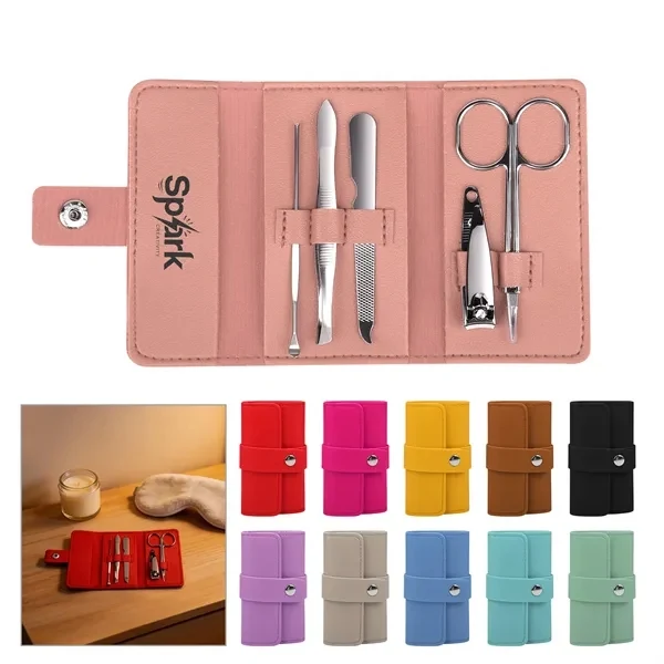 Custom 5-Piece Stainless Steel Nail Care Kit with PU Pouch — Travel Personal Care Gift 1