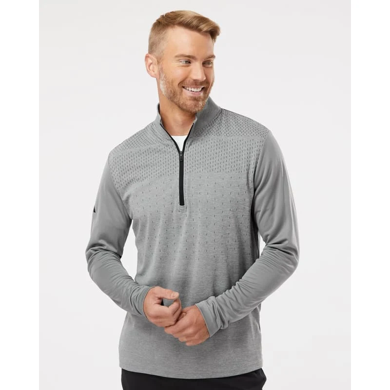 Adidas Men's Ultimate365 Heather Block Print Quarter-Zip Pullover - A522 1