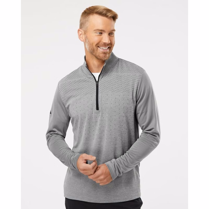 Adidas Men's Ultimate365 Heather Block Print Quarter-Zip Pullover - A522