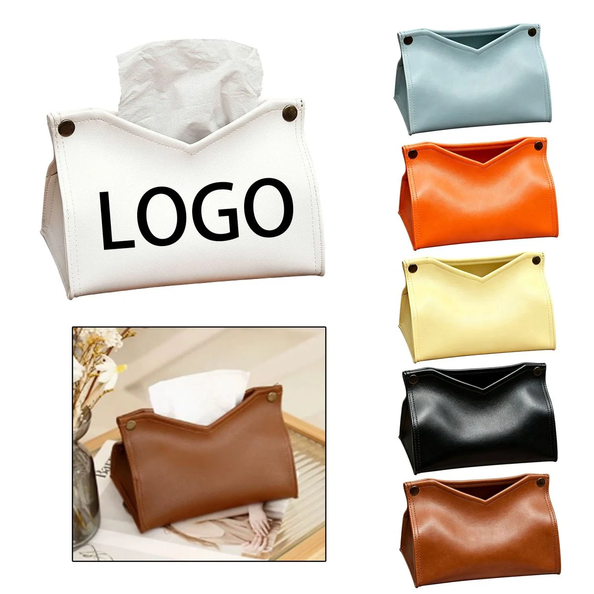 Desktop Leather Tissue Paper Box 1