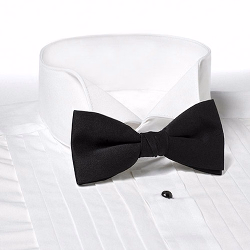 Black Solid Color Bow Tie - Clip-on