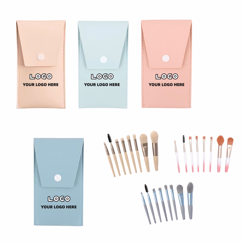 Customizable 8-Piece PU Leather Makeup Brush Set