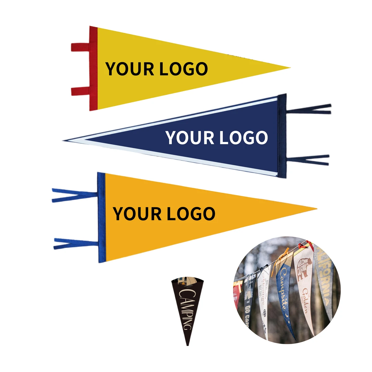 Felt Triangle Pennant Flag 12 x 30" Full Color Decoration 1
