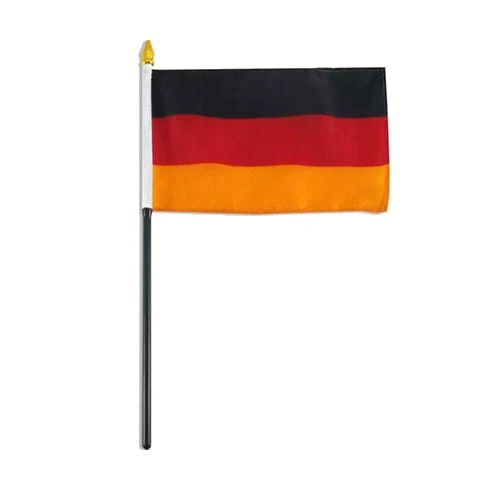 4"x6" Germany Flag With Black Plastic 10" Pole & Gold Spear - German Flag 1
