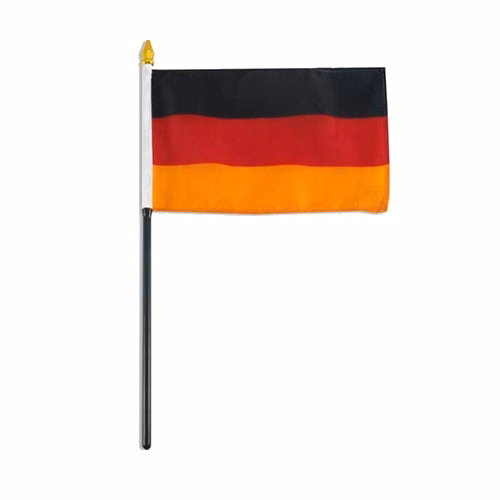 4"x6" Germany Flag With Black Plastic 10" Pole & Gold Spear - German Flag