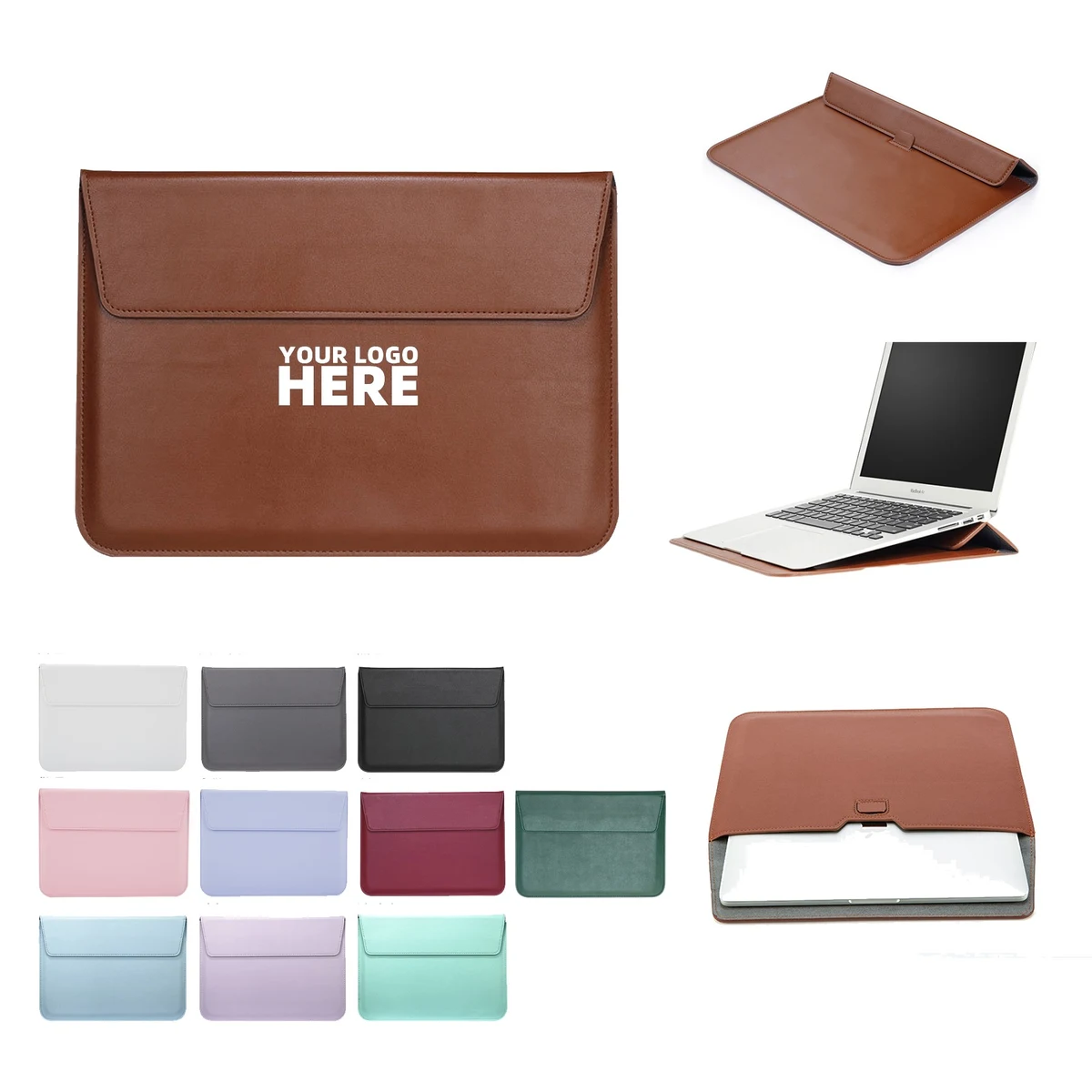 Laptop PU Leather Sleeve Case With Stand 1