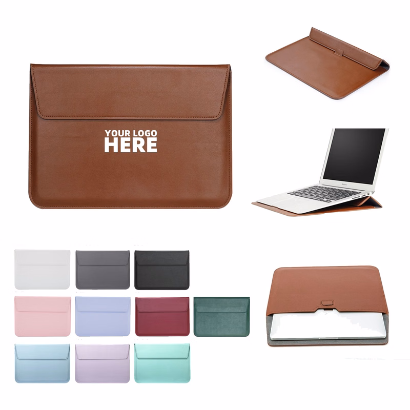 Laptop PU Leather Sleeve Case With Stand