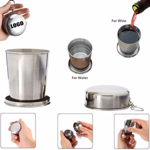 240ml Collapsible Stainless Steel Travel Cup With Key Ring