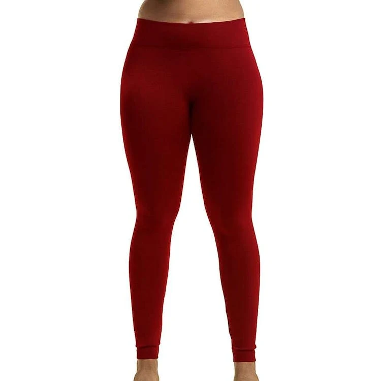 Women's Fleece Lined Leggings - Dark Red XL 1
