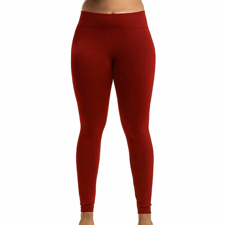 Women's Fleece Lined Leggings - Dark Red XL