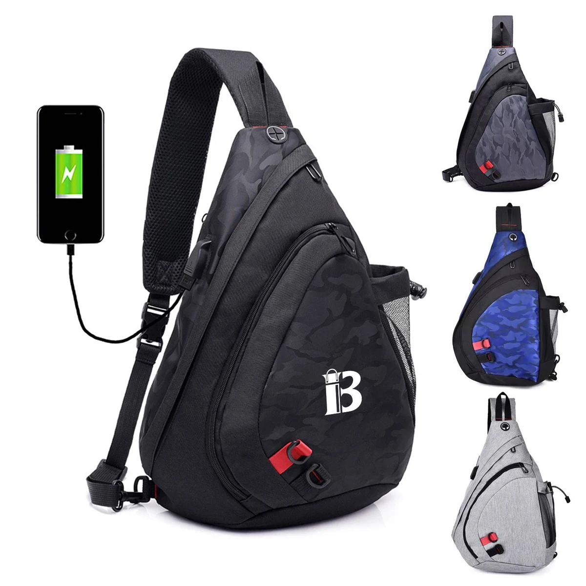 Nylon Chest Sling Bag With Charging Port 1