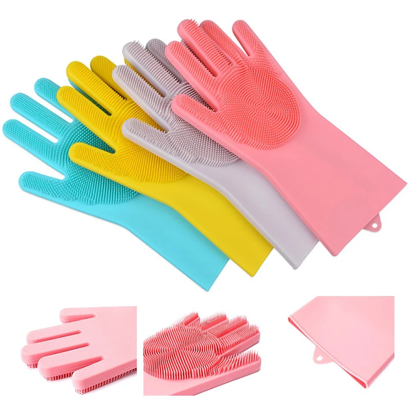 Silicone Cleaning Brush Scrubber Gloves 1