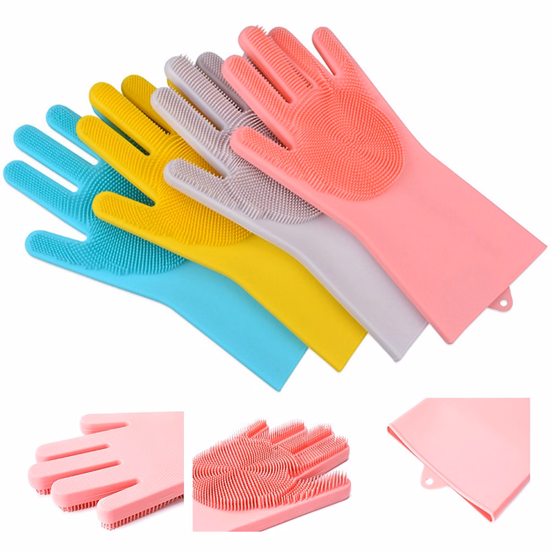 Silicone Cleaning Brush Scrubber Gloves