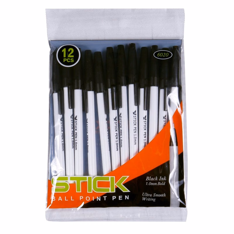 Ballpoint Stick Pens - 12 Count Black