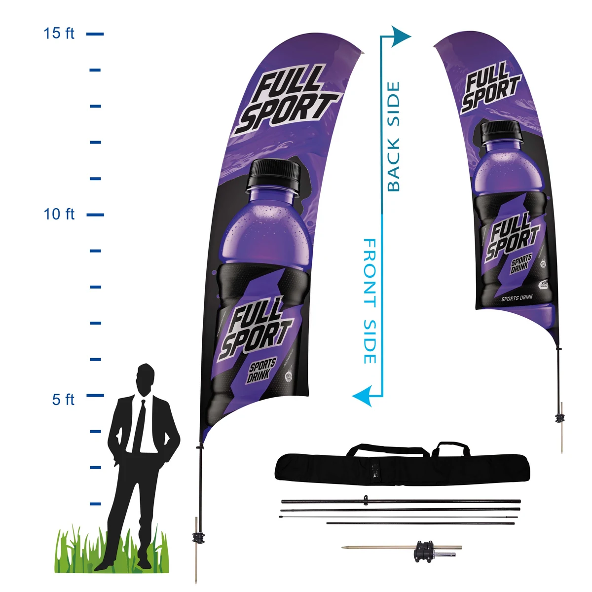 15 ft. Concave Advertising Flag Kit 5 (Double Sided) 1