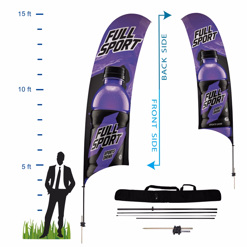 15 ft. Concave Advertising Flag Kit 5 (Double Sided)