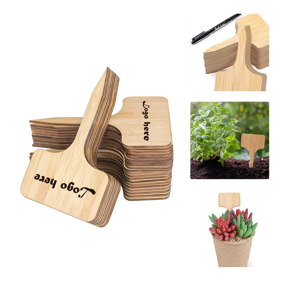 MOQ50 Wooden Plant Label Tags 1