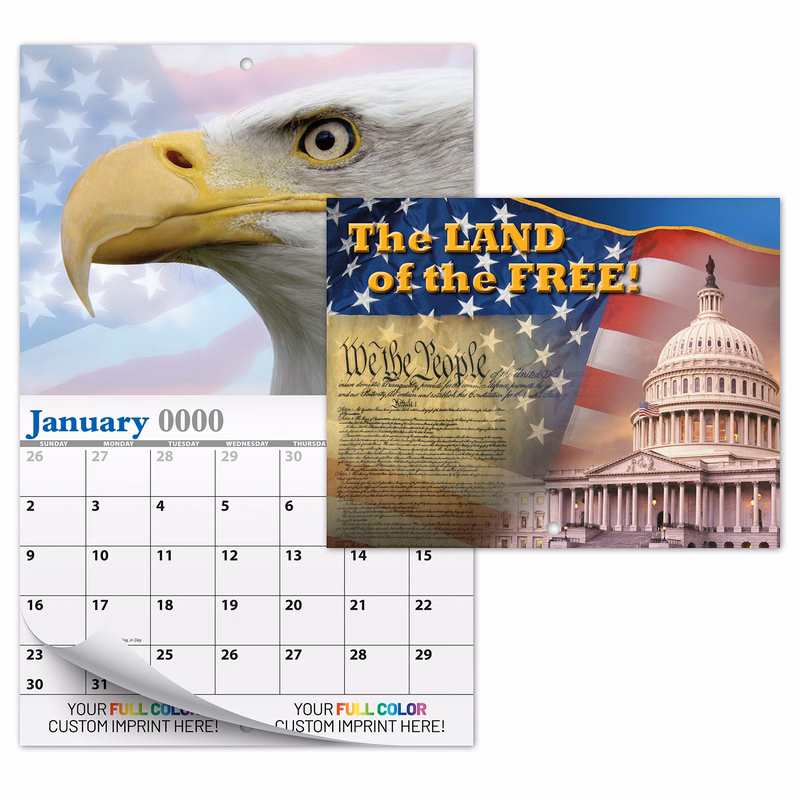 13 Month Custom Appointment Wall Calendar (High Gloss UV-Coated Cover)- LAND OF THE FREE