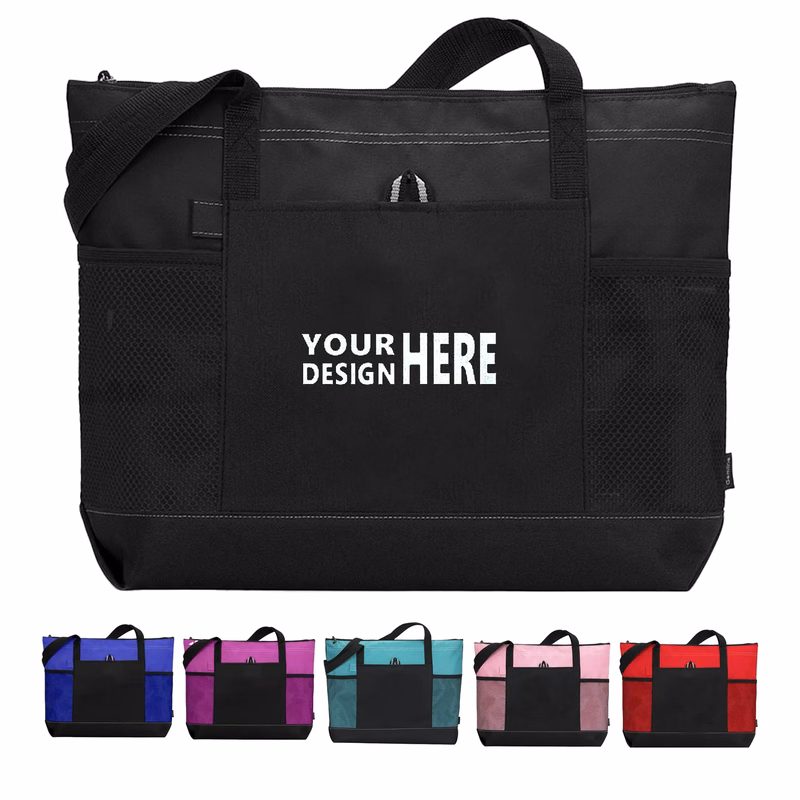 Casual Large Tote Bag w/Zipper & Pocket