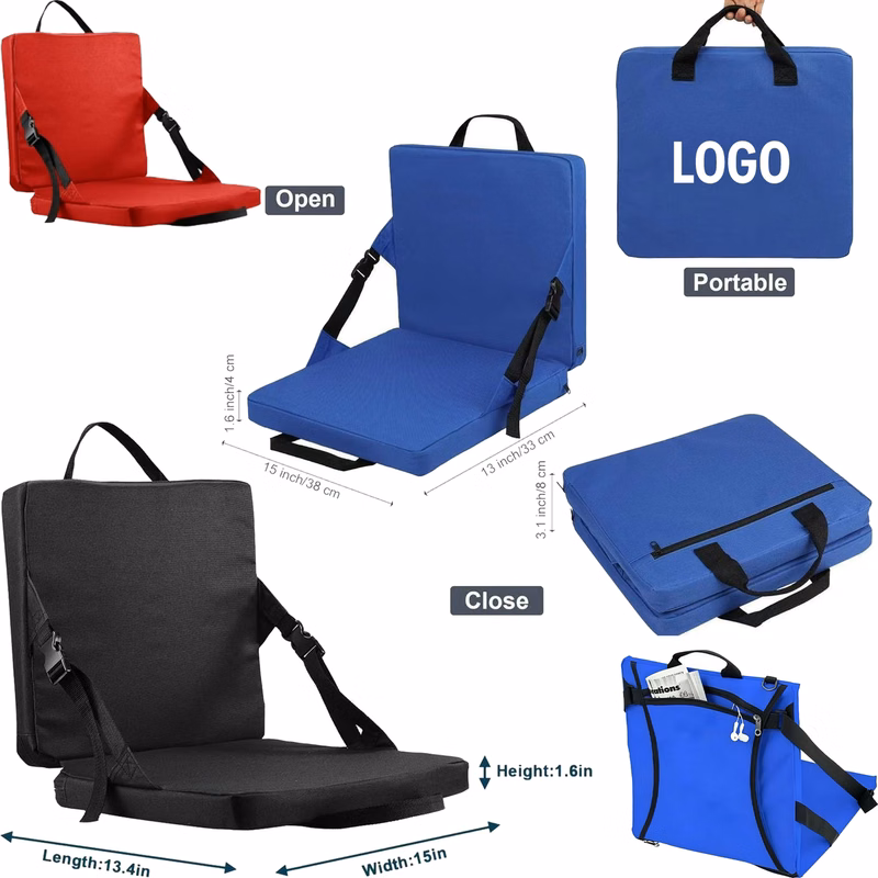 Foldable Outdoor Seat Cushion With Storage Pockets