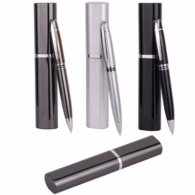 TWIST METAL BALLPOINT PEN W/ MATCHING OVAL CASE
