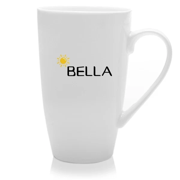 16 Oz White Porcelain Tall Latte Mugs With Handles 1