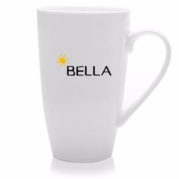 16 Oz White Porcelain Tall Latte Mugs With Handles