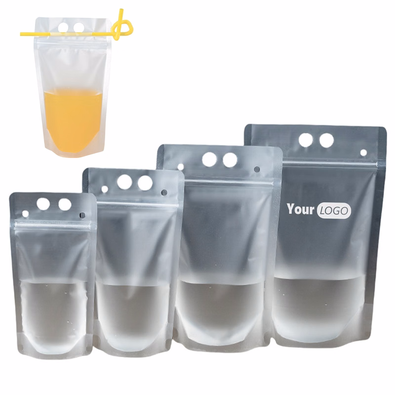 Plastic Reusable 16Oz Drink Pouches For Convenient, Eco-Friendly Sipping