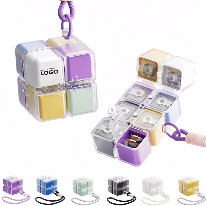 ABS Pill Organizer Cube With Lanyard