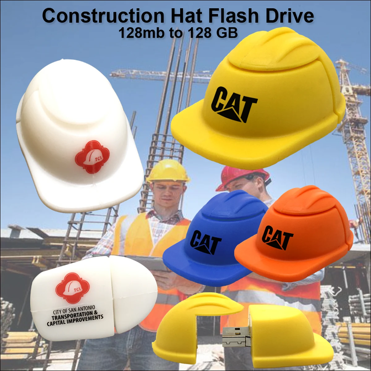 Construction Hat Flash Drive / USB - 128 MB 1