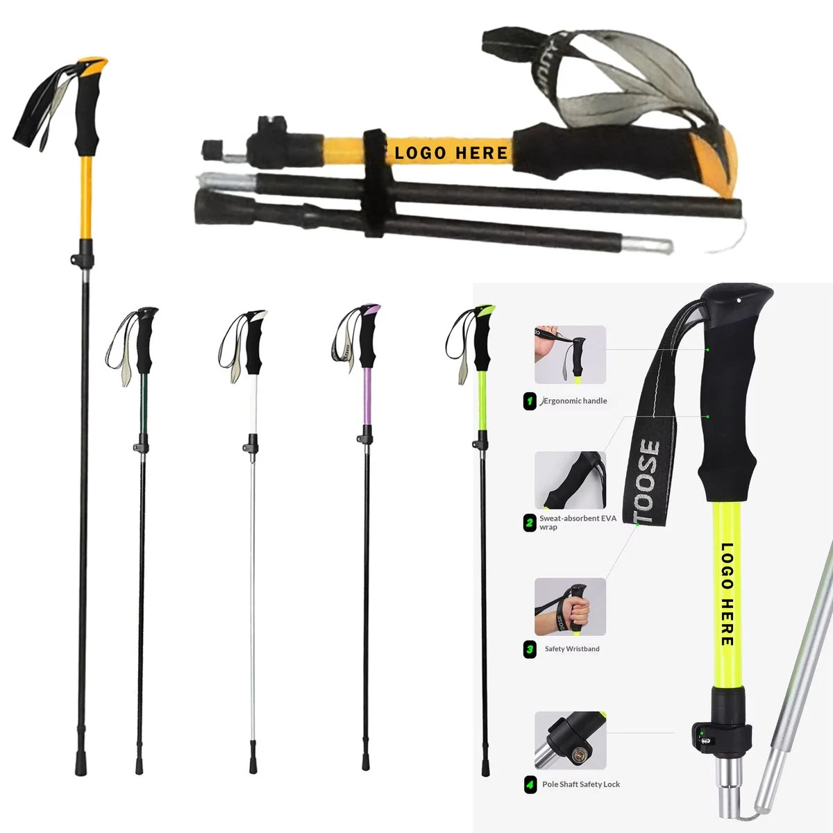 5-Fold Foldable Aluminum Pole with Tungsten Tip 1