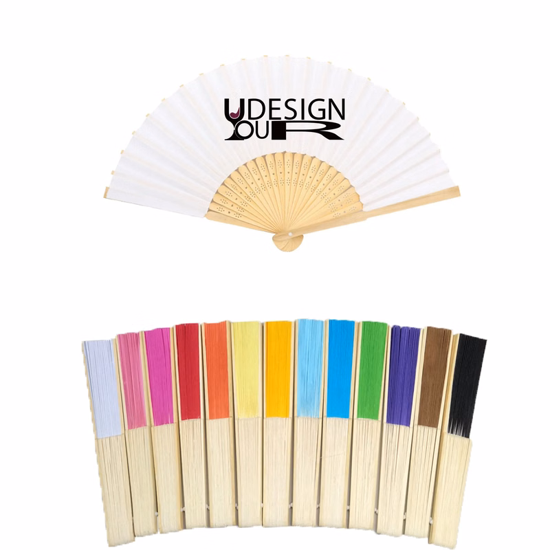 Custom Logo Pierced Bamboo Paper Fans