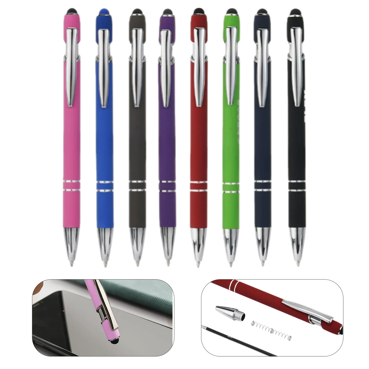 Soft Touch Stylus Metal Pen-Rose Gold Trim 1