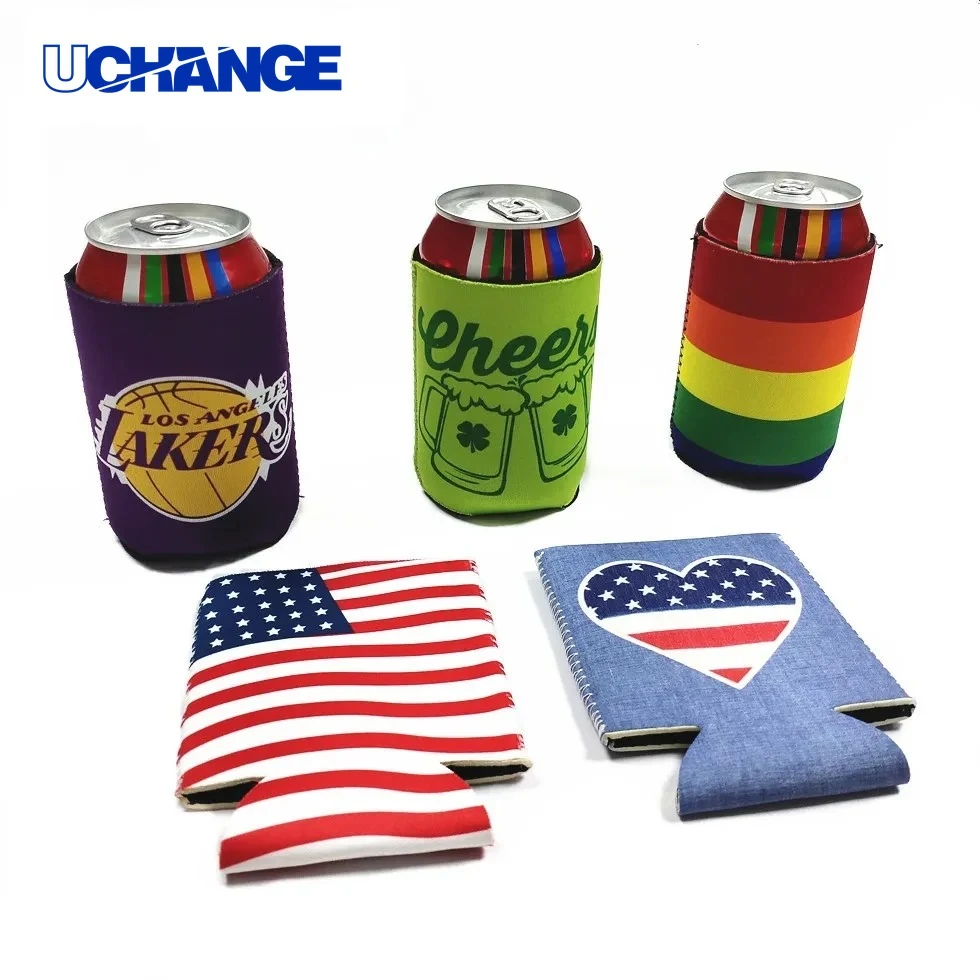 12oz Foldable Full Color Neoprene Can Sleeve for Events, custom koozie with logo imprint 1