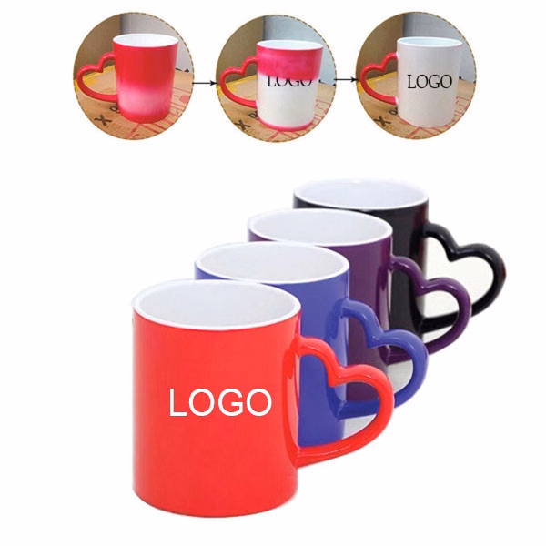 12 Oz Ceramic Mug W/ Heart Shaped Handle