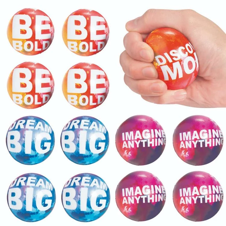 Watercolor Motivational Stress Balls 2.25" - Assorted 1
