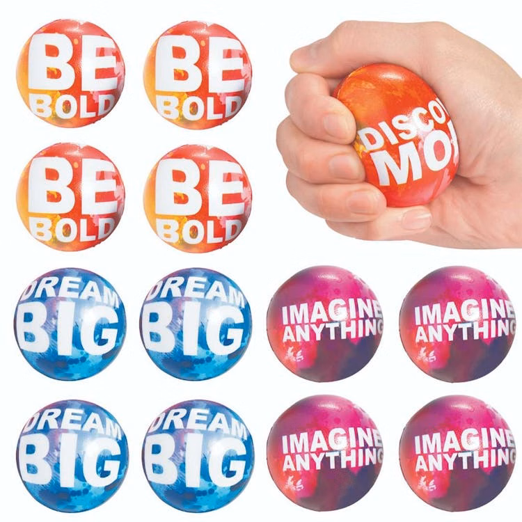 Watercolor Motivational Stress Balls 2.25" - Assorted