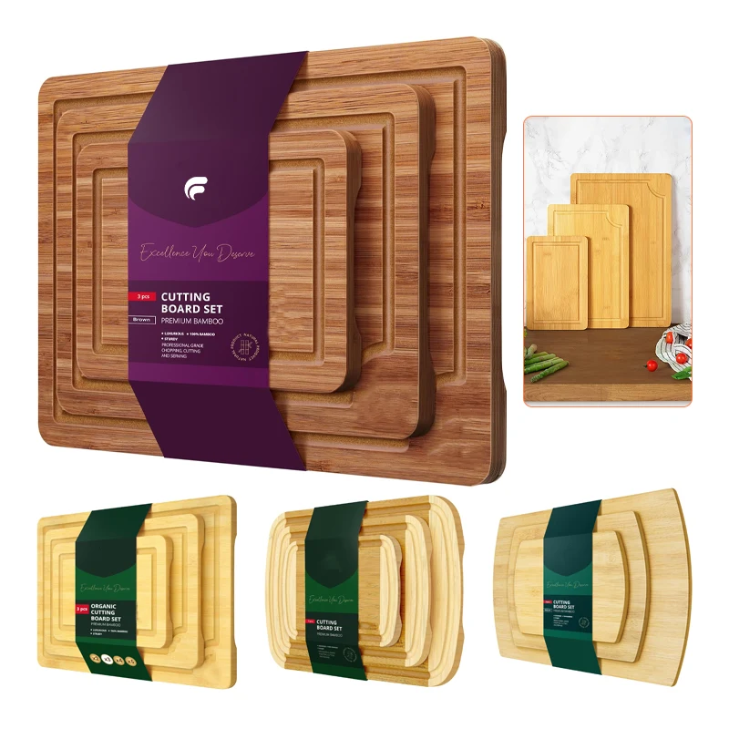 Kitchen Bamboo Cutting Board 3 Piece Set 1