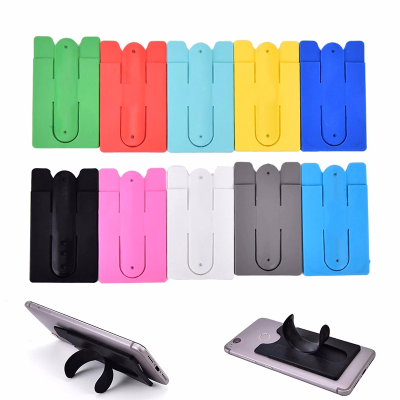 Adhesive Phone Wallet w/ Kickstand sleeve & Cord Organizer