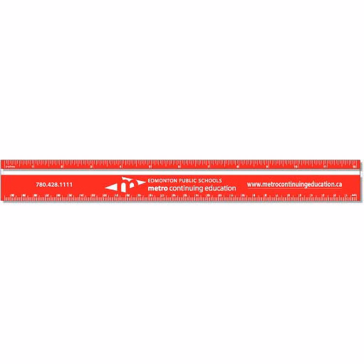 .020 Clear Plastic Ruler 1.75"x12.25" Rectangle / Square Corner, Spot Colour