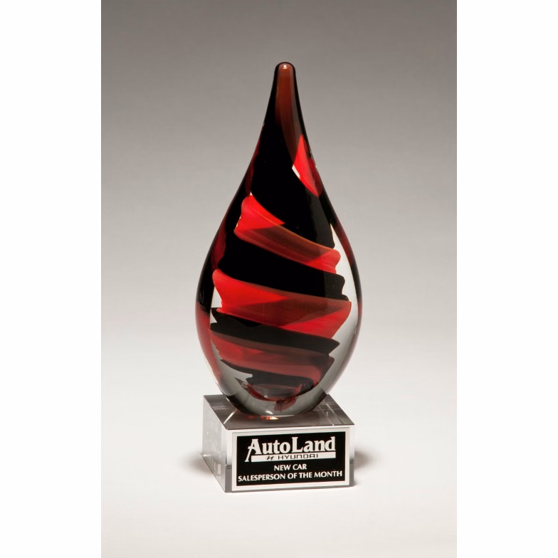 Black And Red Helix Art Glass Award