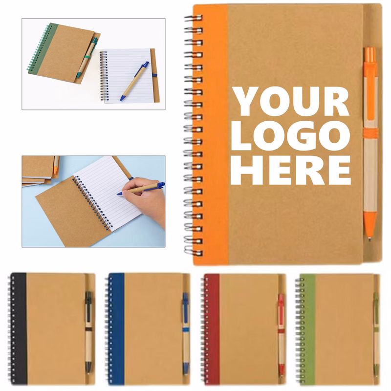 Kraft Cover Spiral Notebook & Matching Pen