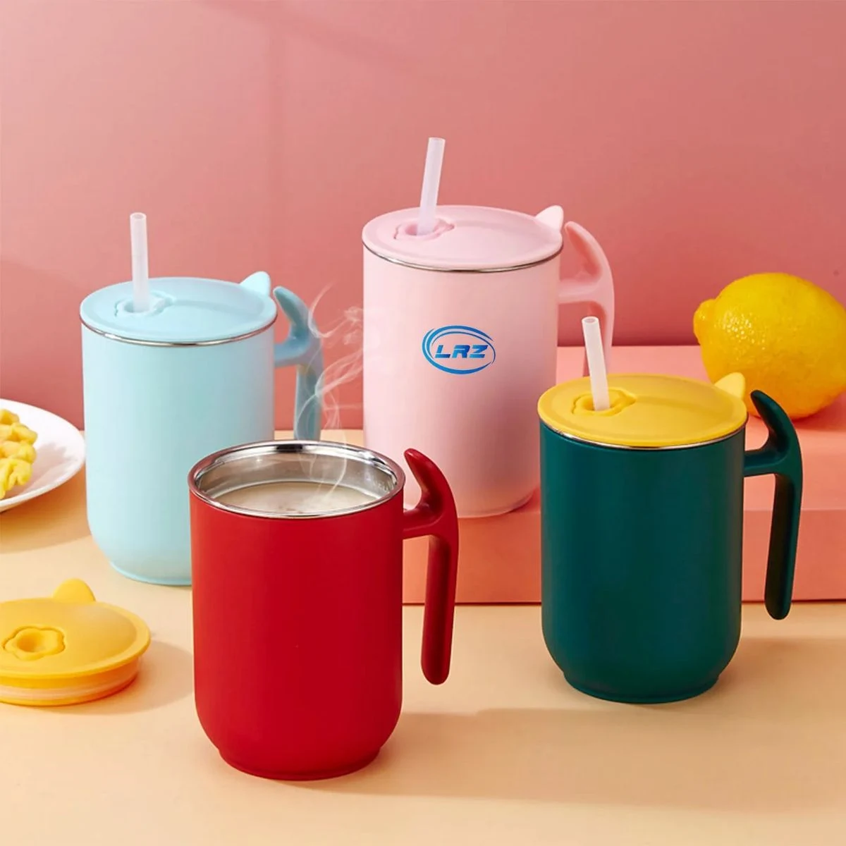 Tea Cup Wide Handle With Lids 12oz 1