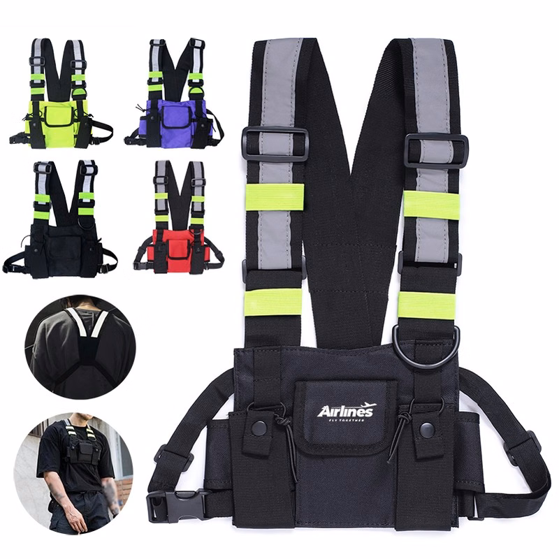 Reflective Adjustable Shoulder Strap Vest with Multi Pockets