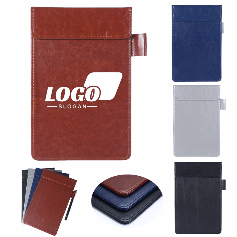 Pu Leather Hardboard Office Magnetic Clipboard Writing Pad