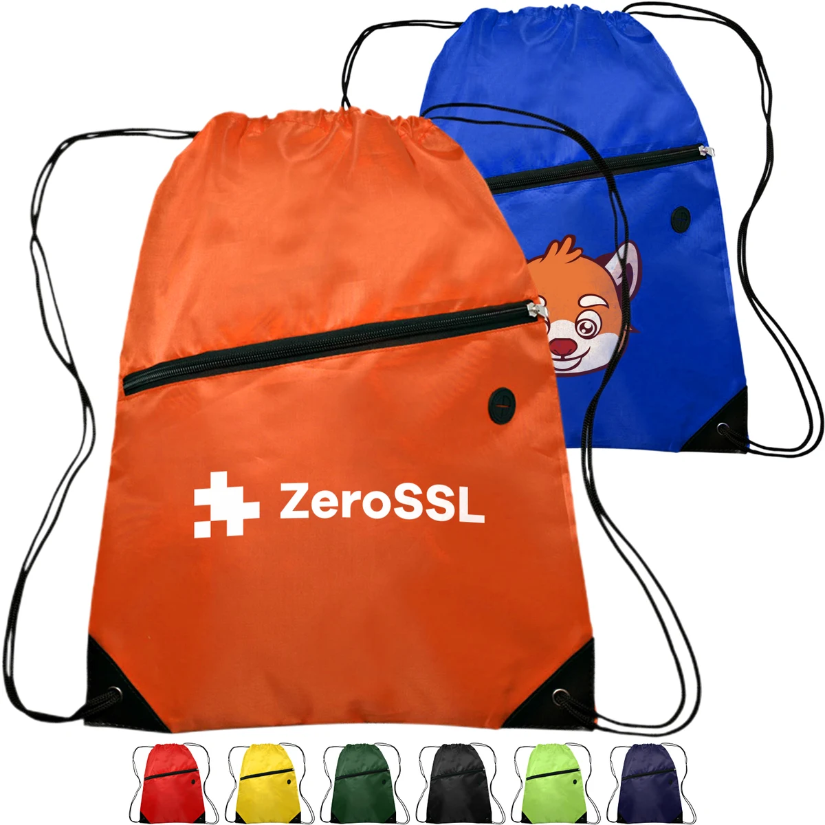 Drawstring Sports Bag with Front Zipper Pocket & Earphone Slot 1