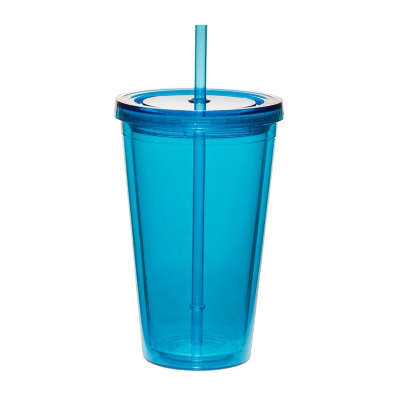 Clear Acrylic Tumbler with Lid and Straw, 16 oz. 1
